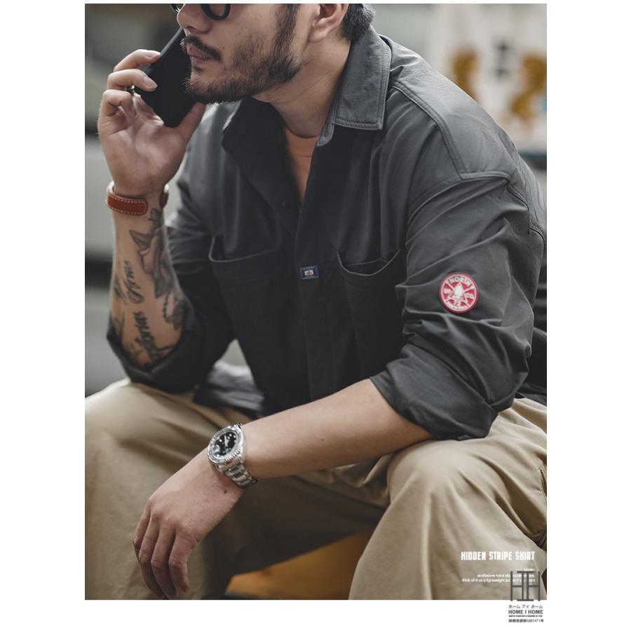 カジュアルシャツ シャツジャケット メンズ 長袖 大きいサイズ ナイロンジャケット ストレッチ 両ポケット スナップボタン アウトドア シワになりにくい | ホームアイホーム | 03