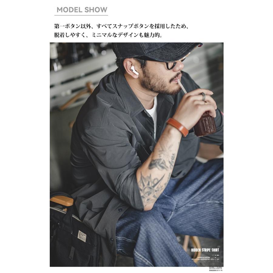 カジュアルシャツ シャツジャケット メンズ 長袖 大きいサイズ ナイロンジャケット ストレッチ 両ポケット スナップボタン アウトドア シワになりにくい | ホームアイホーム | 04
