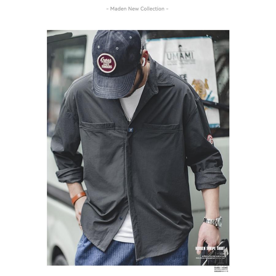 カジュアルシャツ シャツジャケット メンズ 長袖 大きいサイズ ナイロンジャケット ストレッチ 両ポケット スナップボタン アウトドア シワになりにくい | ホームアイホーム | 07