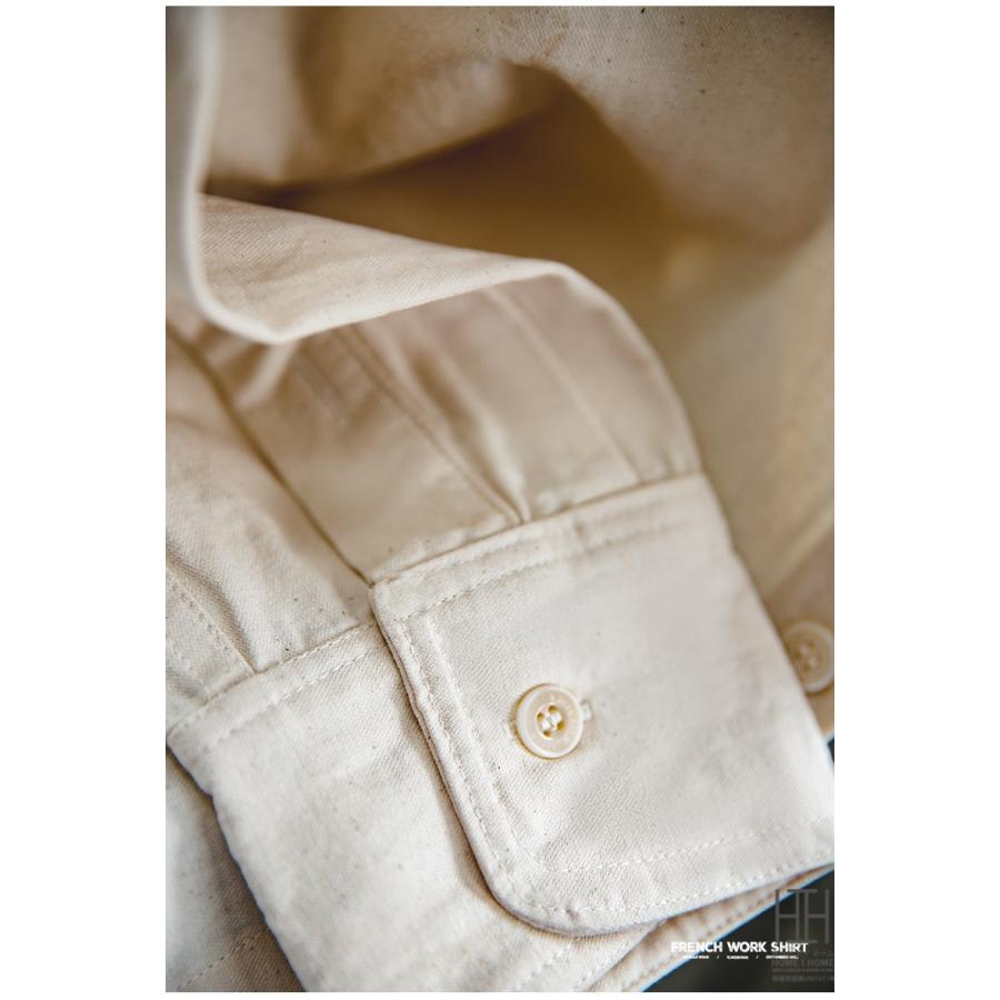 ワークシャツ シャツジャケット メンズ 長袖 無地 綿 大きいサイズ ベージュ レギュラーカラー フレンチワークアウター ジャケット ミリタリーシャツ おしゃれ | ホームアイホーム | 14