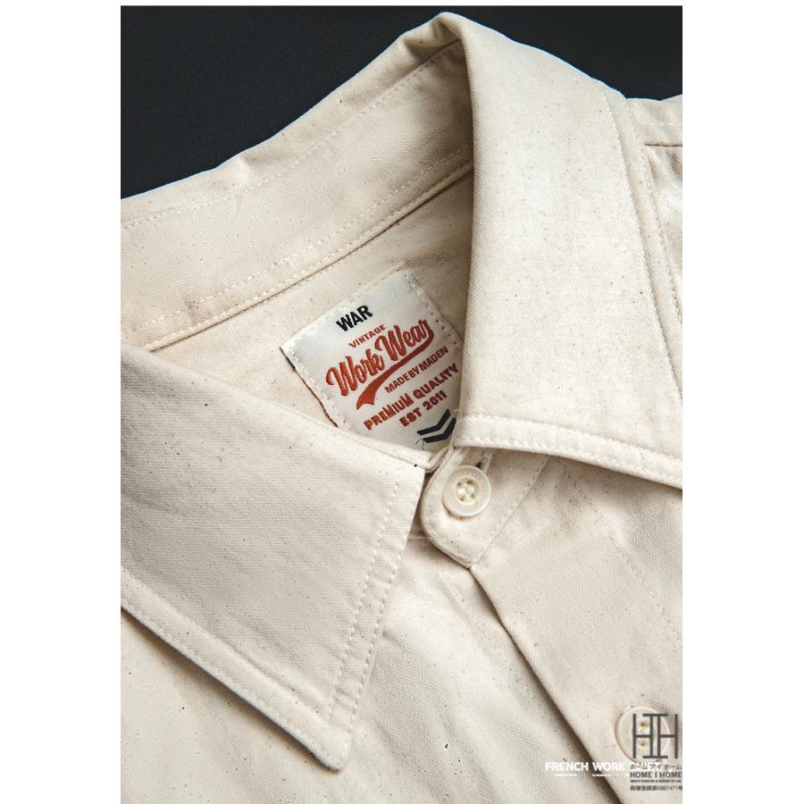 ワークシャツ シャツジャケット メンズ 長袖 無地 綿 大きいサイズ ベージュ レギュラーカラー フレンチワークアウター ジャケット ミリタリーシャツ おしゃれ | ホームアイホーム | 15