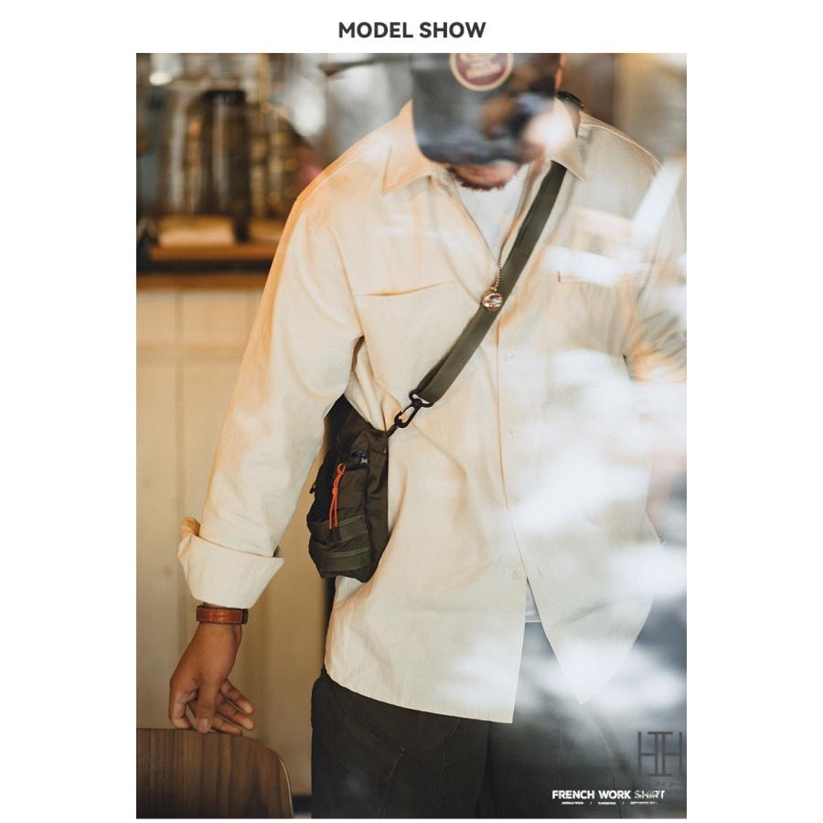 ワークシャツ シャツジャケット メンズ 長袖 無地 綿 大きいサイズ ベージュ レギュラーカラー フレンチワークアウター ジャケット ミリタリーシャツ おしゃれ | ホームアイホーム | 09