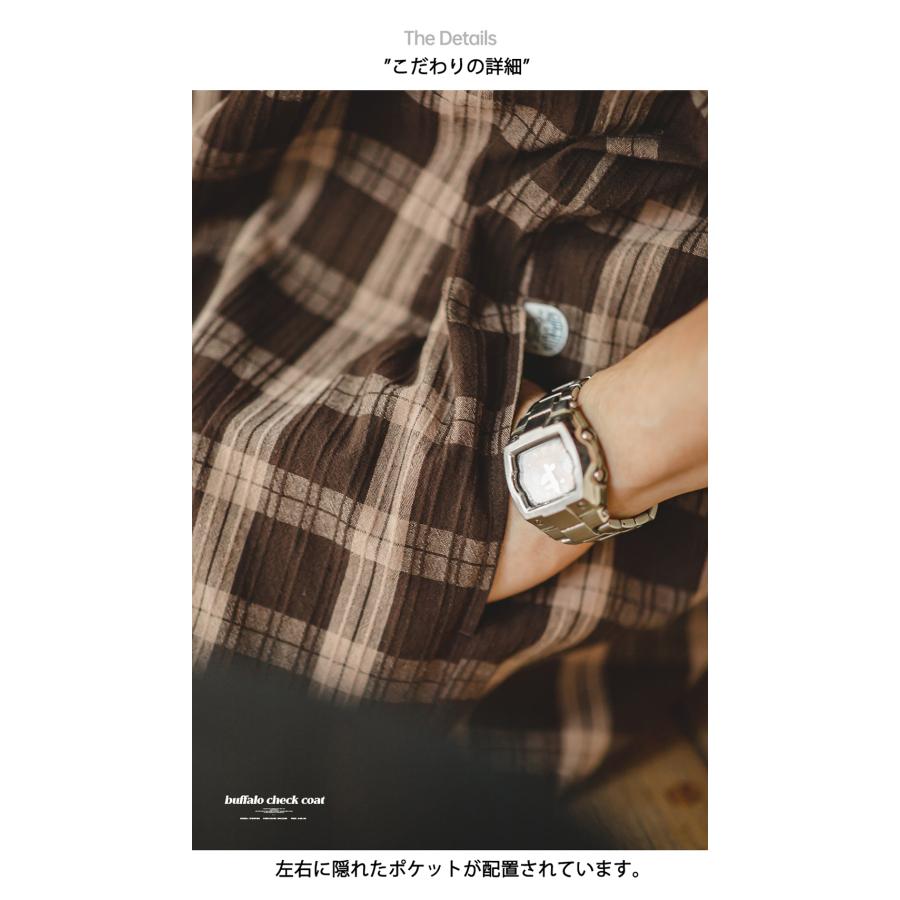 シャツ メンズ 長袖シャツ シャツジャケット チェック柄 アメカジ カジュアル ライトアウター 大きいサイズ ゆったり 立体感 凹凸感 ウェストドローコード 春 秋 | ホームアイホーム | 15