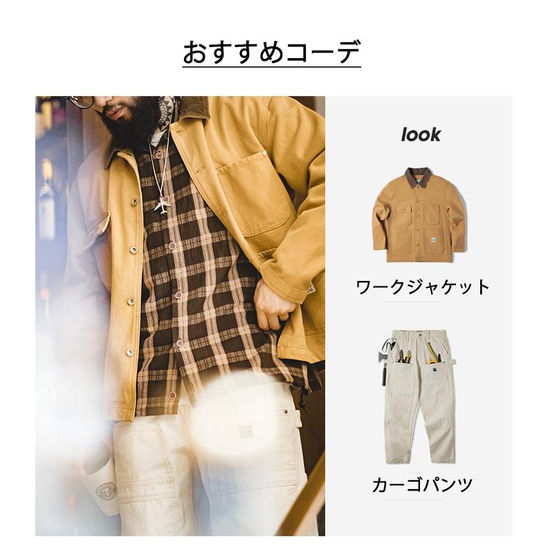 シャツ メンズ 長袖シャツ シャツジャケット チェック柄 アメカジ カジュアル ライトアウター 大きいサイズ ゆったり 立体感 凹凸感 ウェストドローコード 春 秋 | ホームアイホーム | 06