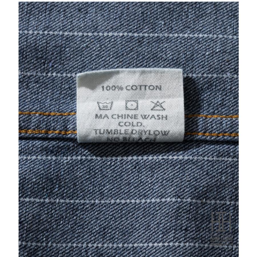 ウェスタンシャツ デニムシャツ メンズ 長袖 ストライプデニム ヘビーウェイト ダンガリー ヴィンテージ 白シャツ カジュアル アメカジ 両ポケット おしゃれ | ホームアイホーム | 23