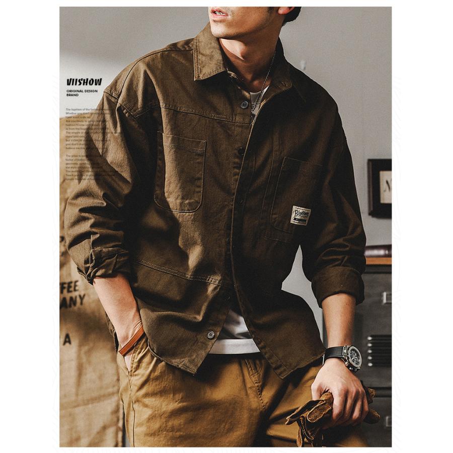 ミリタリージャケット メンズ 長袖 ワークシャツ 白シャツ ライトジャケット アメカジ カジュアル ストリート オシャレ コットン メンズファッション | ホームアイホーム | 14