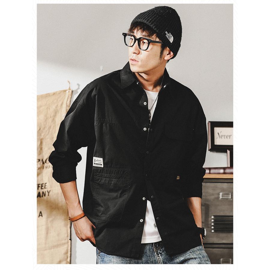 ライトジャケット メンズ 無地 アメカジ ミリタリー ワークシャツ カジュアルシャツ スナップボタン メンズファッション 大きいポケット 秋冬 | ホームアイホーム | 12