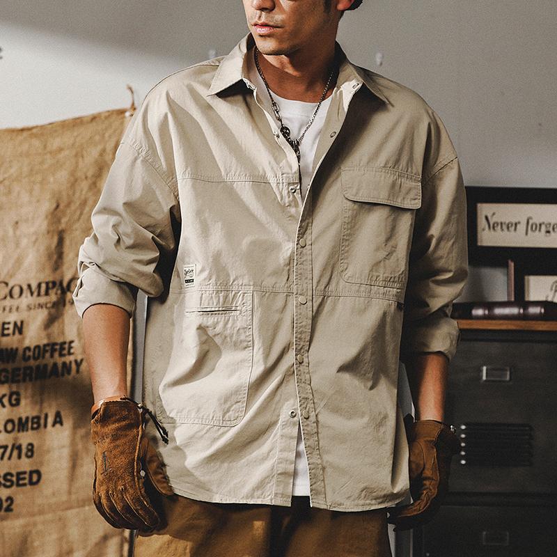 ライトジャケット メンズ 無地 アメカジ ミリタリー ワークシャツ カジュアルシャツ スナップボタン メンズファッション 大きいポケット 秋冬 | ホームアイホーム | 04
