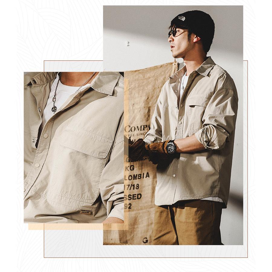 ライトジャケット メンズ 無地 アメカジ ミリタリー ワークシャツ カジュアルシャツ スナップボタン メンズファッション 大きいポケット 秋冬 | ホームアイホーム | 09