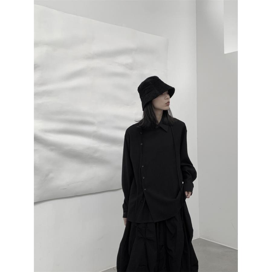 長袖シャツ ブラウス レディース トップス デザイン オリジナル 個性的 ゆったり オーバーサイズ 体型カバー 秋冬おしゃれ キレイめ | ホームアイホーム | 03