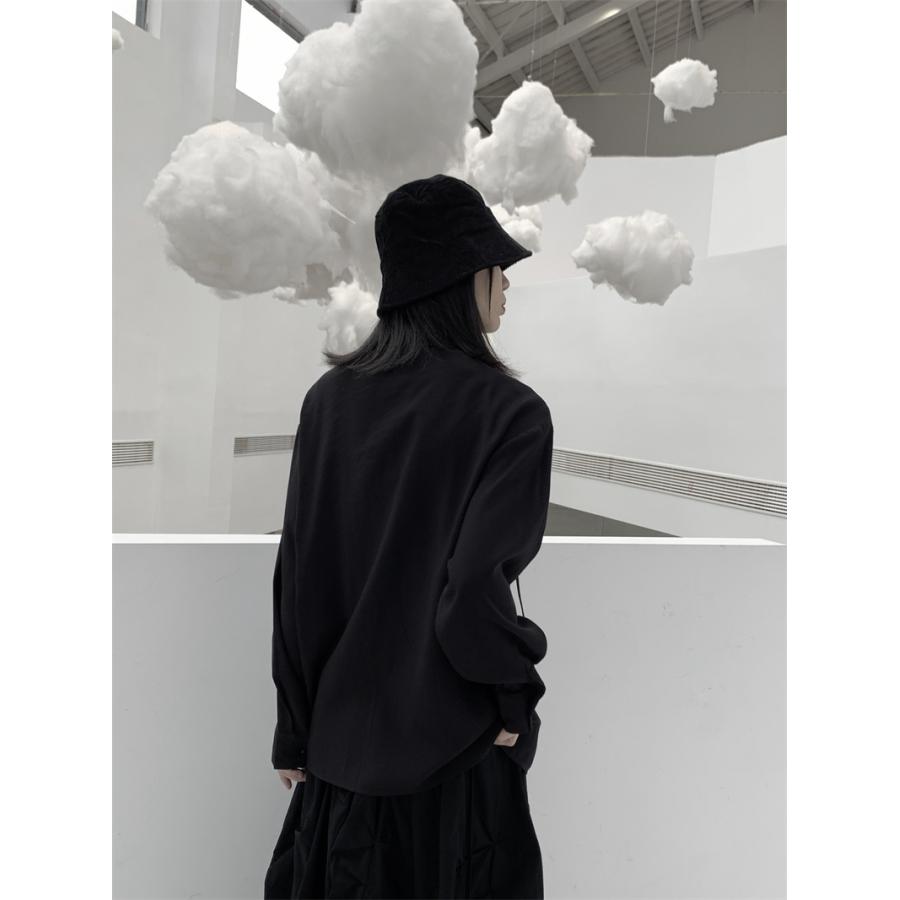 長袖シャツ ブラウス レディース トップス デザイン オリジナル 個性的 ゆったり オーバーサイズ 体型カバー 秋冬おしゃれ キレイめ | ホームアイホーム | 04