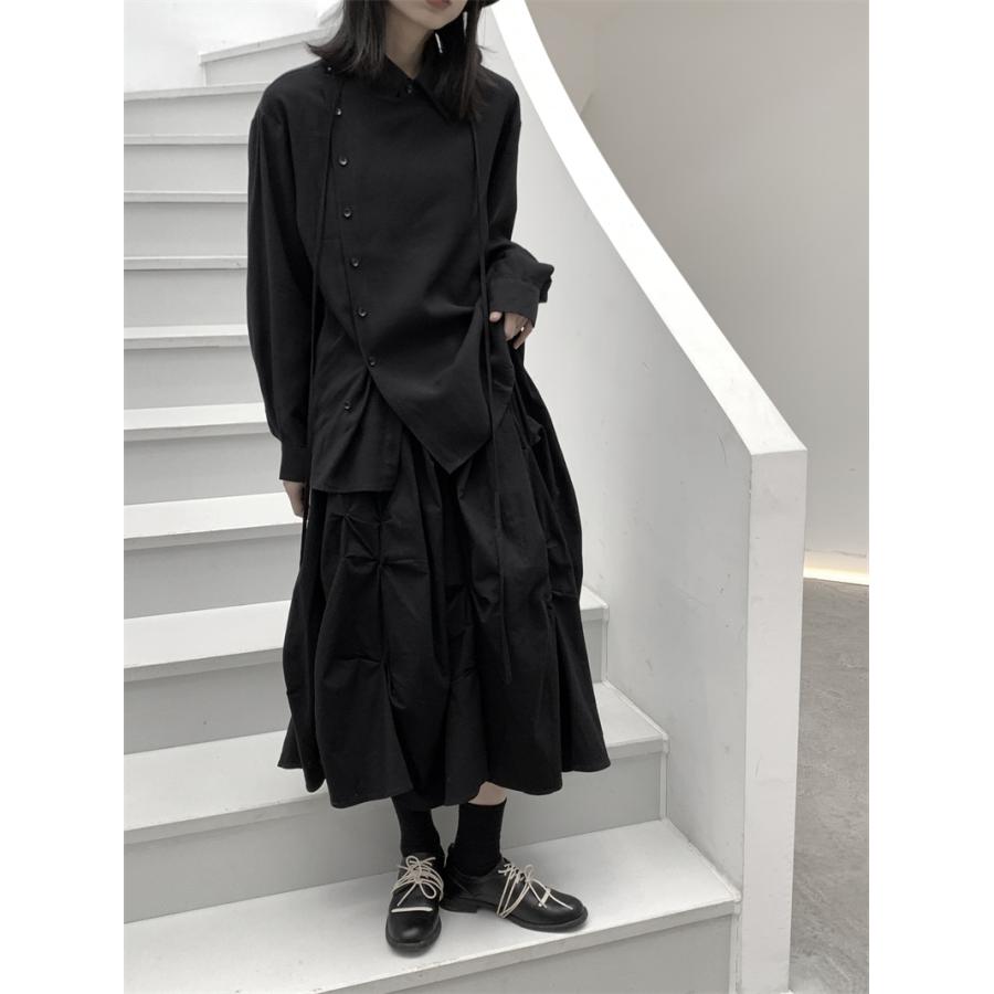 長袖シャツ ブラウス レディース トップス デザイン オリジナル 個性的 ゆったり オーバーサイズ 体型カバー 秋冬おしゃれ キレイめ | ホームアイホーム | 07