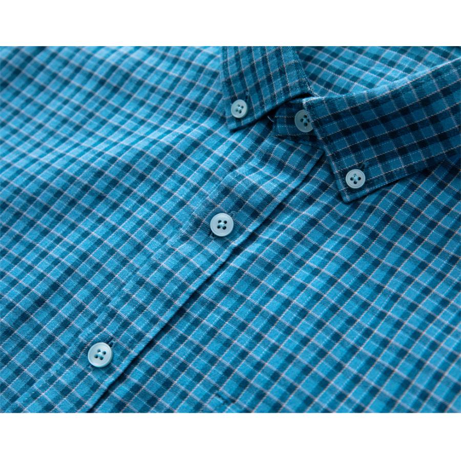 シャツ メンズ 長袖 ボタンダウンシャツ チェックシャツ ギンガムチェック ポケット カラー配色 ゆったり 大きい 大きいサイズ おしゃれ 春 秋 冬 メンズシャツ | ホームアイホーム | 14