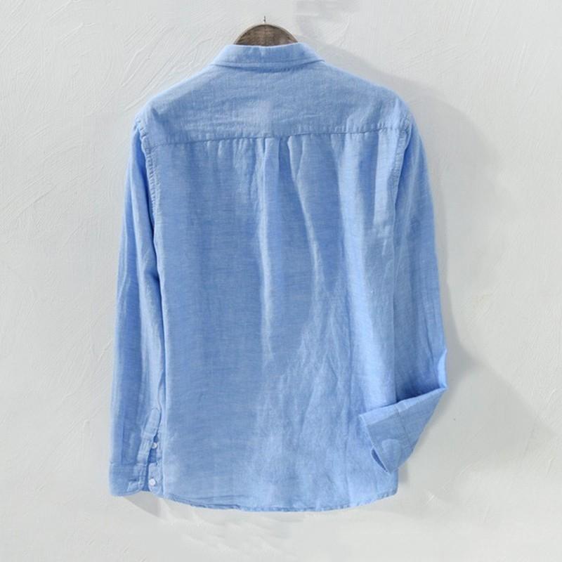 リネンシャツ メンズ 無地 長袖 麻混シャツ 白シャツ カジュアルシャツ | ホームアイホーム | 02