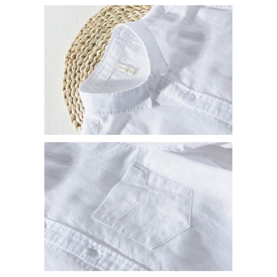 リネンシャツ メンズ 無地 長袖 麻混シャツ 白シャツ カジュアルシャツ | ホームアイホーム | 06