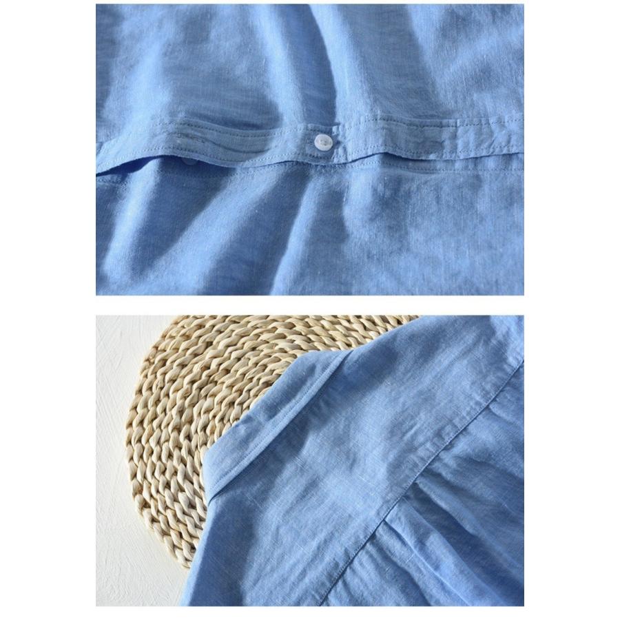 リネンシャツ メンズ 無地 長袖 麻混シャツ 白シャツ カジュアルシャツ | ホームアイホーム | 08