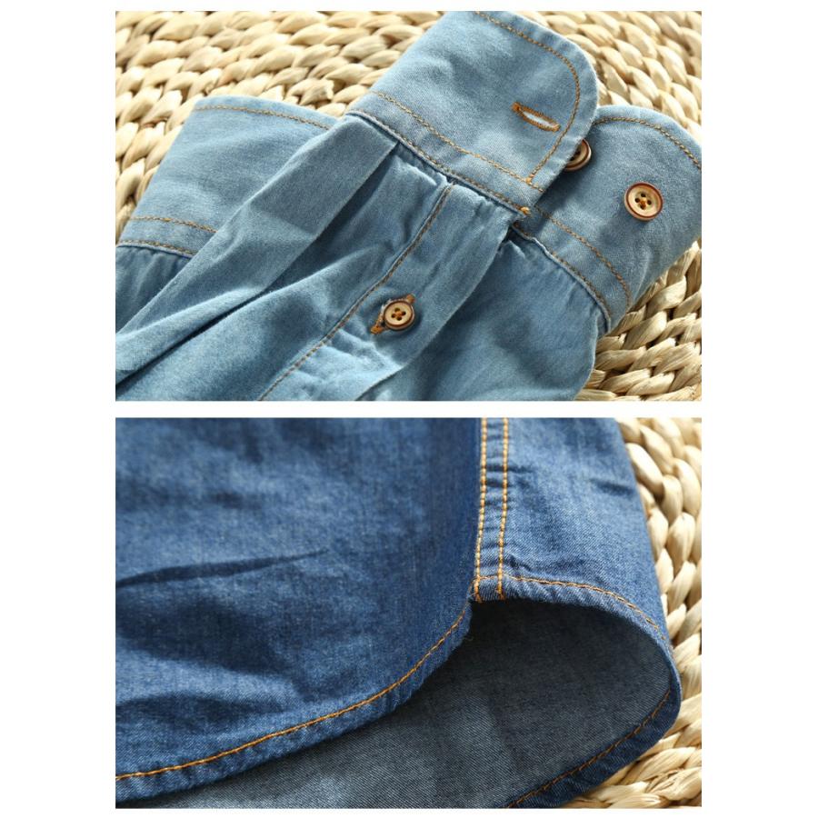 デニムシャツ メンズ カジュアル 長袖カジュアルシャツ ウォッシュ加工 デニムトップス | ホームアイホーム | 13