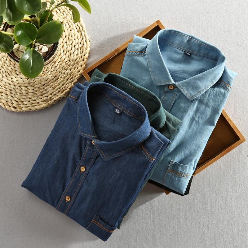 デニムシャツ メンズ カジュアル 長袖カジュアルシャツ ウォッシュ加工 デニムトップス | ホームアイホーム | 09