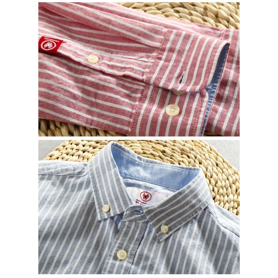 ストライプシャツ メンズ ボタンダウン 長袖 オックスフォードシャツ シンプル カジュアルシャツ 秋 | ホームアイホーム | 13