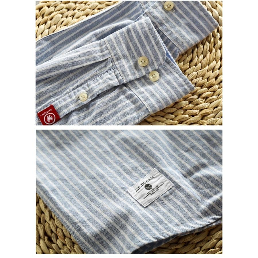 ストライプシャツ メンズ ボタンダウン 長袖 オックスフォードシャツ シンプル カジュアルシャツ 秋 | ホームアイホーム | 14