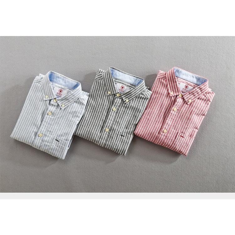 ストライプシャツ メンズ ボタンダウン 長袖 オックスフォードシャツ シンプル カジュアルシャツ 秋 | ホームアイホーム | 15