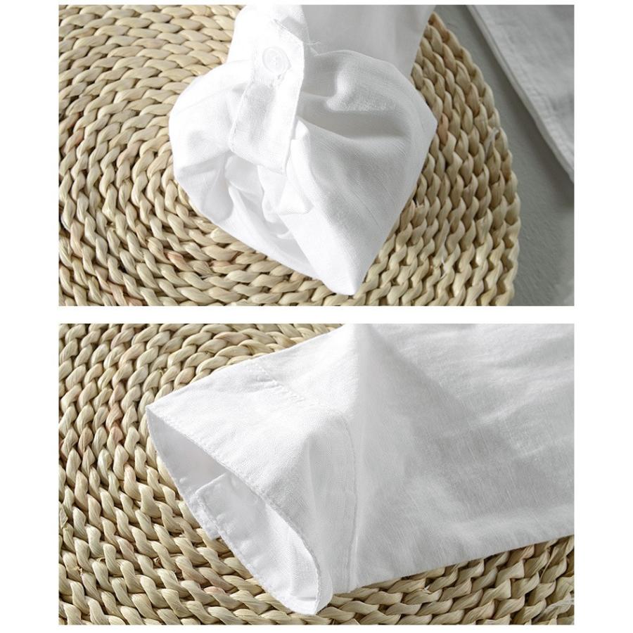 リネンシャツ メンズ 無地 長袖 カジュアルシャツ 春夏 カラフル 通気 リネン 綿 麻 | ホームアイホーム | 13