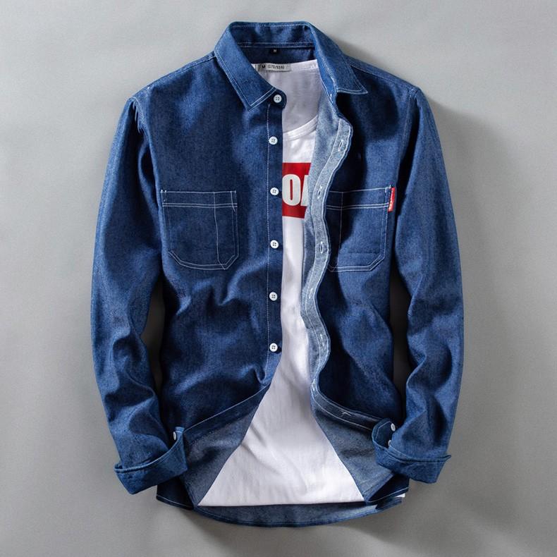 デニムシャツ メンズ 無地 長袖柔らかい ポケット付き ウォッシュ加工 カジュアル アメカジ | ホームアイホーム | 04