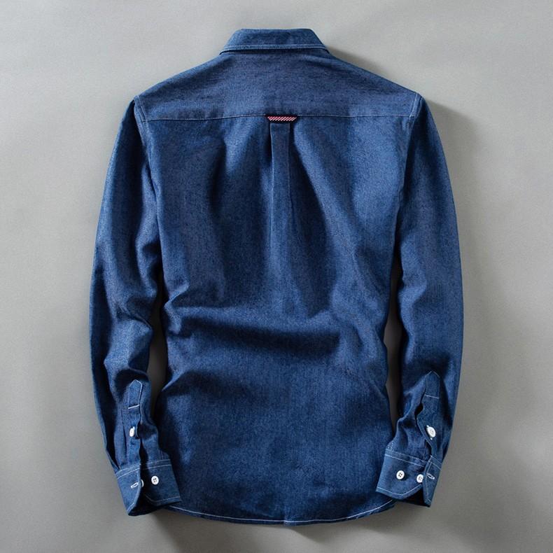 デニムシャツ メンズ 無地 長袖柔らかい ポケット付き ウォッシュ加工 カジュアル アメカジ | ホームアイホーム | 05