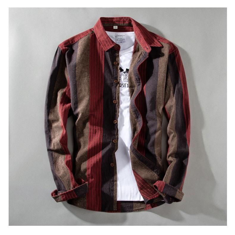 カジュアルシャツ メンズ ストラップ 長袖 カラー配色 オシャレ スリム アメカジ シャツ | ホームアイホーム | 03