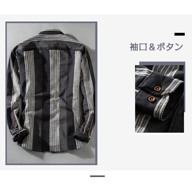 カジュアルシャツ メンズ ストラップ 長袖 カラー配色 オシャレ スリム アメカジ シャツ | ホームアイホーム | 06