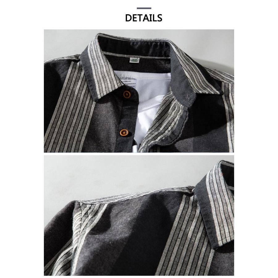 カジュアルシャツ メンズ ストラップ 長袖 カラー配色 オシャレ スリム アメカジ シャツ | ホームアイホーム | 09