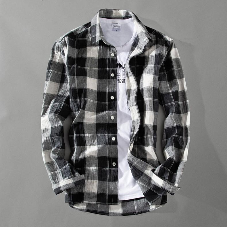カジュアルシャツ メンズ チェック柄 長袖 カラー配色スリム シャツ カジュアル トップス | ホームアイホーム | 02