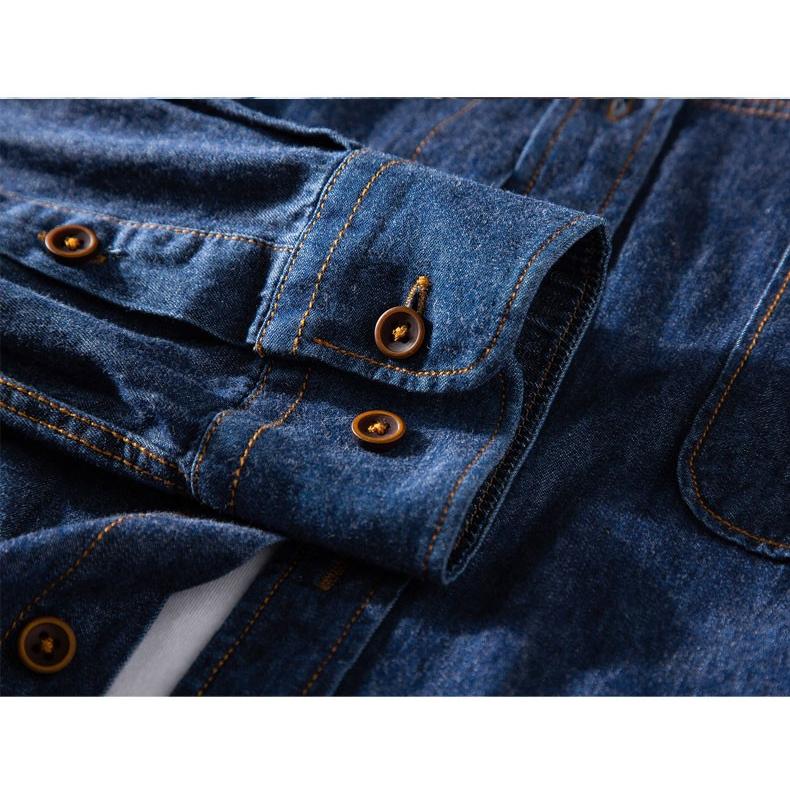 デニムシャツ メンズ カジュアル 長袖シンプル ポケット 柔らかい スリム シャツ | ホームアイホーム | 06
