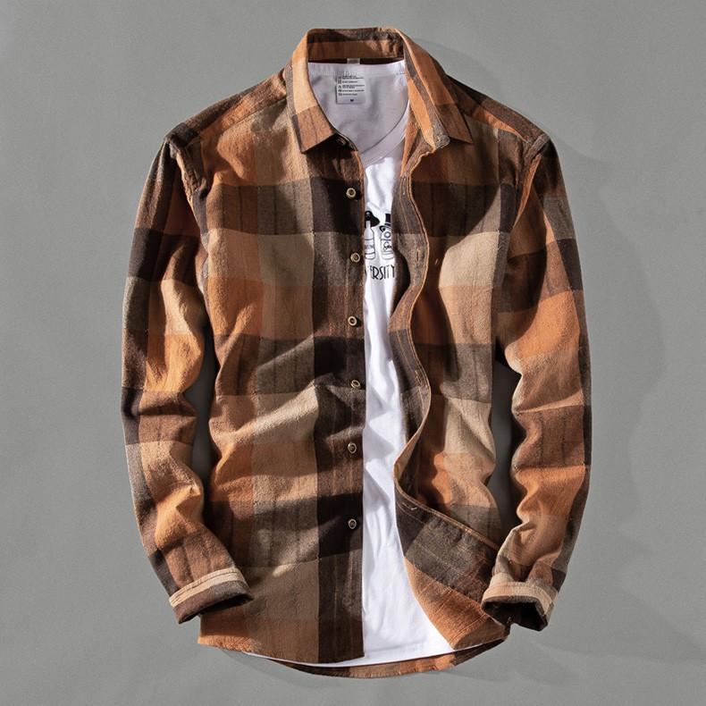 カジュアルシャツ メンズ チェック柄 長袖 カラー配色 アメカジ コットン おしゃれ スリム春秋 | ホームアイホーム | 02