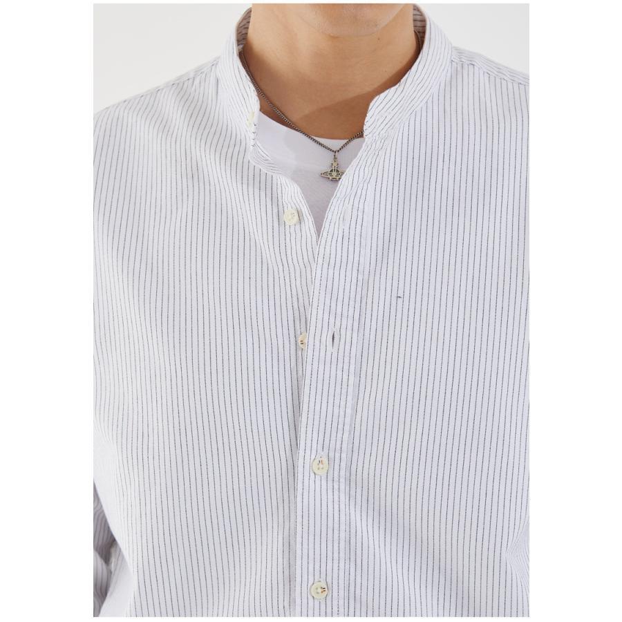 シャツ メンズ 無地 長袖 ストライプ オックスフォードシャツ ビジカジ バンドカラーポケット シンプル | ブランド登録なし | 07