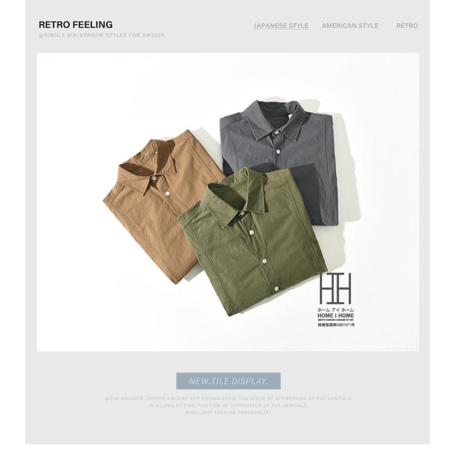 カジュアルシャツ シャツ メンズ 長袖 メンズシャツ レギュラーカラー ステッチワーク コットン 綿100 無地 シンプル おしゃれ ウォッシュ メンズファッション | ホームアイホーム | 04