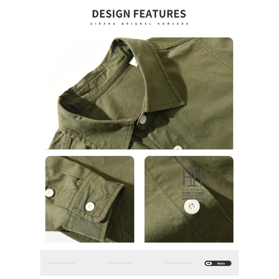 カジュアルシャツ シャツ メンズ 長袖 メンズシャツ レギュラーカラー ステッチワーク コットン 綿100 無地 シンプル おしゃれ ウォッシュ メンズファッション | ホームアイホーム | 05