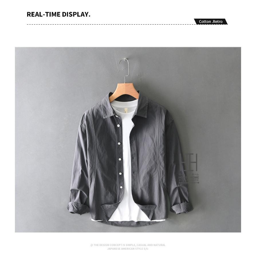 カジュアルシャツ シャツ メンズ 長袖 メンズシャツ レギュラーカラー ステッチワーク コットン 綿100 無地 シンプル おしゃれ ウォッシュ メンズファッション | ホームアイホーム | 08