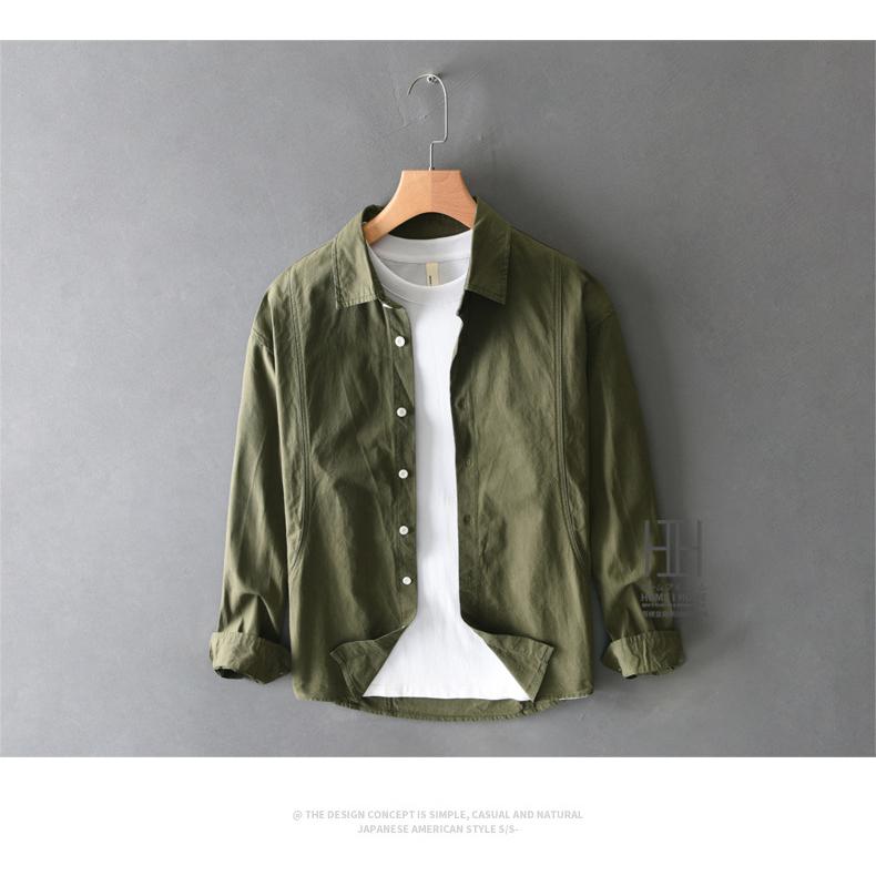 カジュアルシャツ シャツ メンズ 長袖 メンズシャツ レギュラーカラー ステッチワーク コットン 綿100 無地 シンプル おしゃれ ウォッシュ メンズファッション | ホームアイホーム | 09