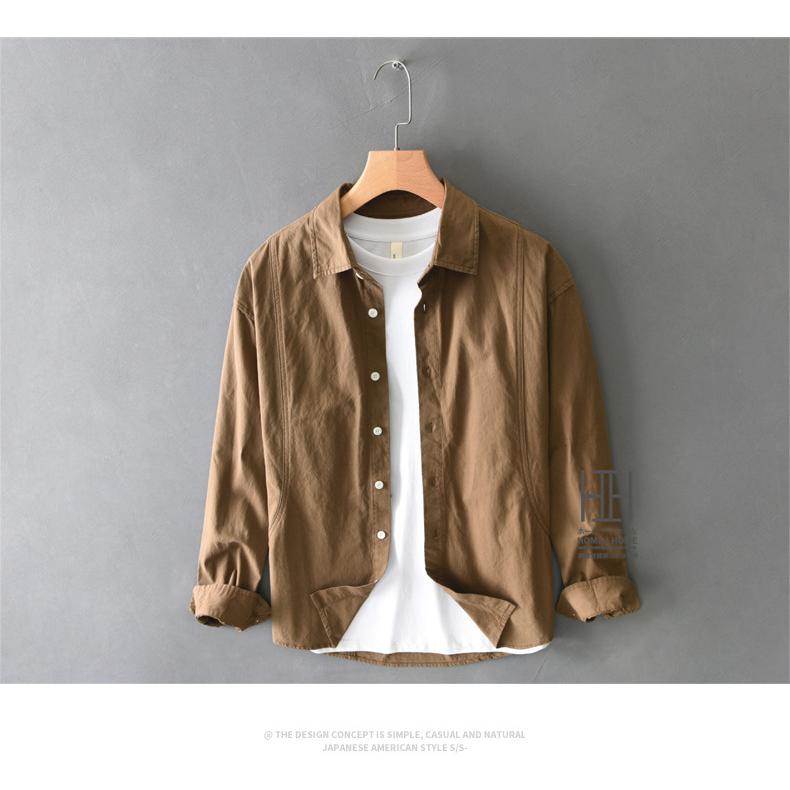 カジュアルシャツ シャツ メンズ 長袖 メンズシャツ レギュラーカラー ステッチワーク コットン 綿100 無地 シンプル おしゃれ ウォッシュ メンズファッション | ホームアイホーム | 10