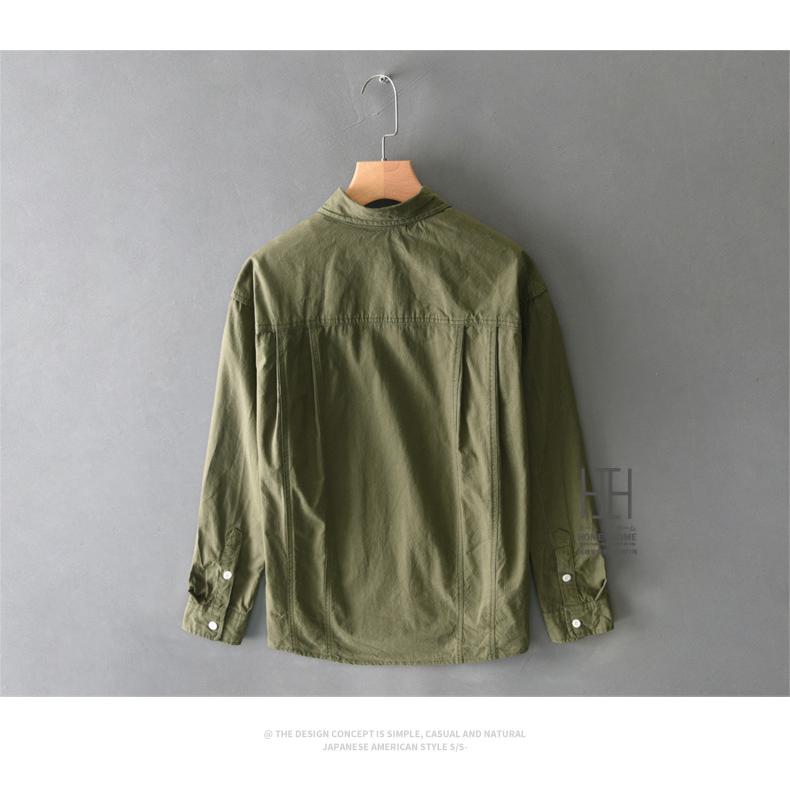 カジュアルシャツ シャツ メンズ 長袖 メンズシャツ レギュラーカラー ステッチワーク コットン 綿100 無地 シンプル おしゃれ ウォッシュ メンズファッション | ホームアイホーム | 11