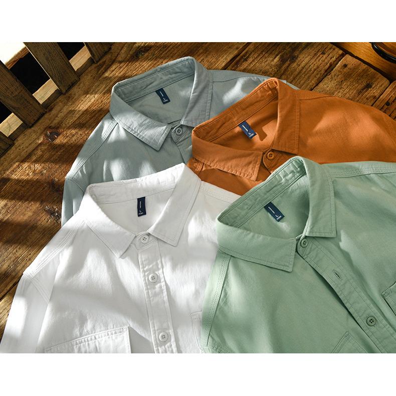 カジュアルシャツ 白シャツ 長袖 メンズ ワーク 作業 ポケット付きシンプル 羽織り | ブランド登録なし | 01