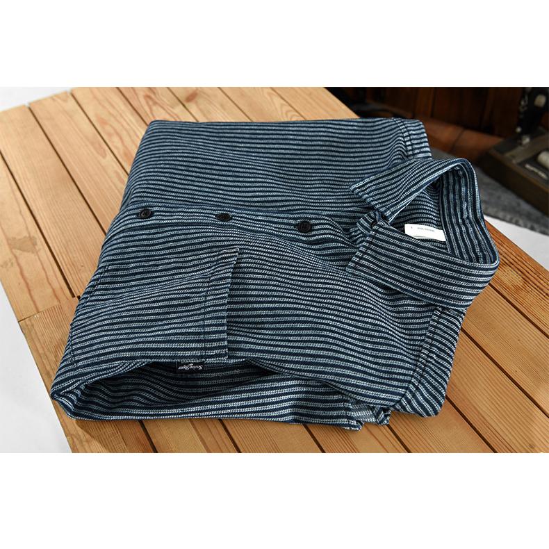 カジュアルシャツ ストライプシャツ 長袖 メンズ ストライプ柄 きれいめ ポケット付き 羽織り レギュラーカラー アメカジ おしゃれ トップス ライトアウター | ホームアイホーム | 10