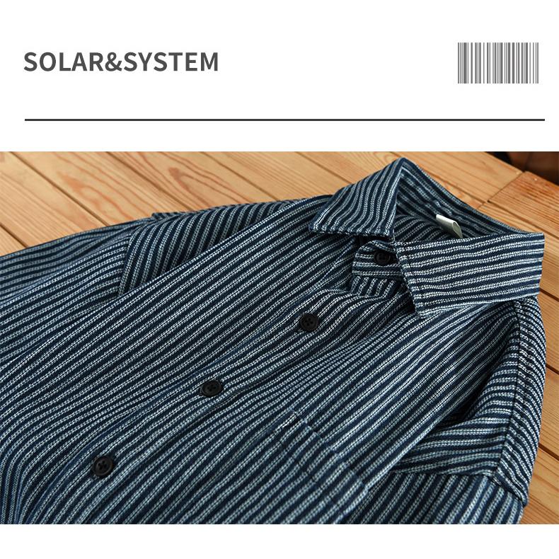 カジュアルシャツ ストライプシャツ 長袖 メンズ ストライプ柄 きれいめ ポケット付き 羽織り レギュラーカラー アメカジ おしゃれ トップス ライトアウター | ホームアイホーム | 09