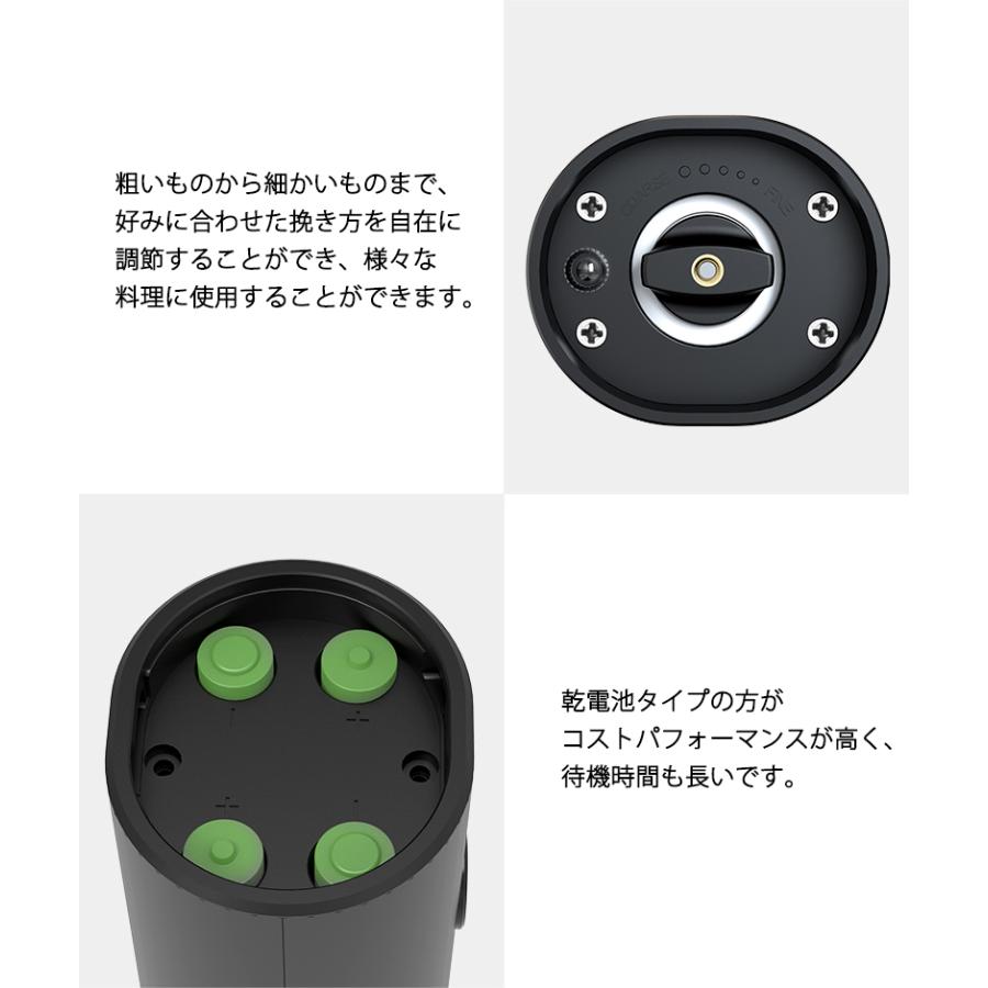 電動ミル ペッパーミル 電動 小型 軽量 大容量 70ml ソルト ペッパー 胡椒 岩塩 海塩 コードレス スパイスミル 水洗い可 乾電池 キャンプ LEDライト付 ミニ | ブランド登録なし | 16