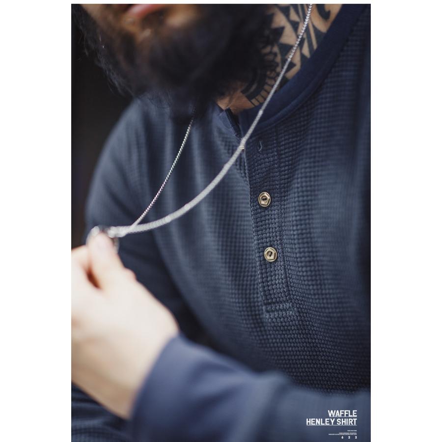 tシャツ メンズ 長袖 ワッフル生地 ヘンリーネックtシャツ 無地 ゆったり カジュアル シンプル アメカジ おしゃれ カットソー ロンt Tシャツ トップス 春 秋 冬 | ホームアイホーム | 11