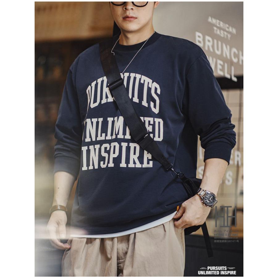 Tシャツ メンズ 長袖 長袖Tシャツ メンズ ロンT メンズ ロゴT スローガン クルーネック 大きいサイズ 綿100 Tシャツ メンズ おしゃれ インナー トップス 厚手 | ホームアイホーム | 12