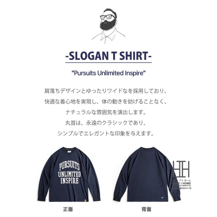 Tシャツ メンズ 長袖 長袖Tシャツ メンズ ロンT メンズ ロゴT スローガン クルーネック 大きいサイズ 綿100 Tシャツ メンズ おしゃれ インナー トップス 厚手 | ホームアイホーム | 01