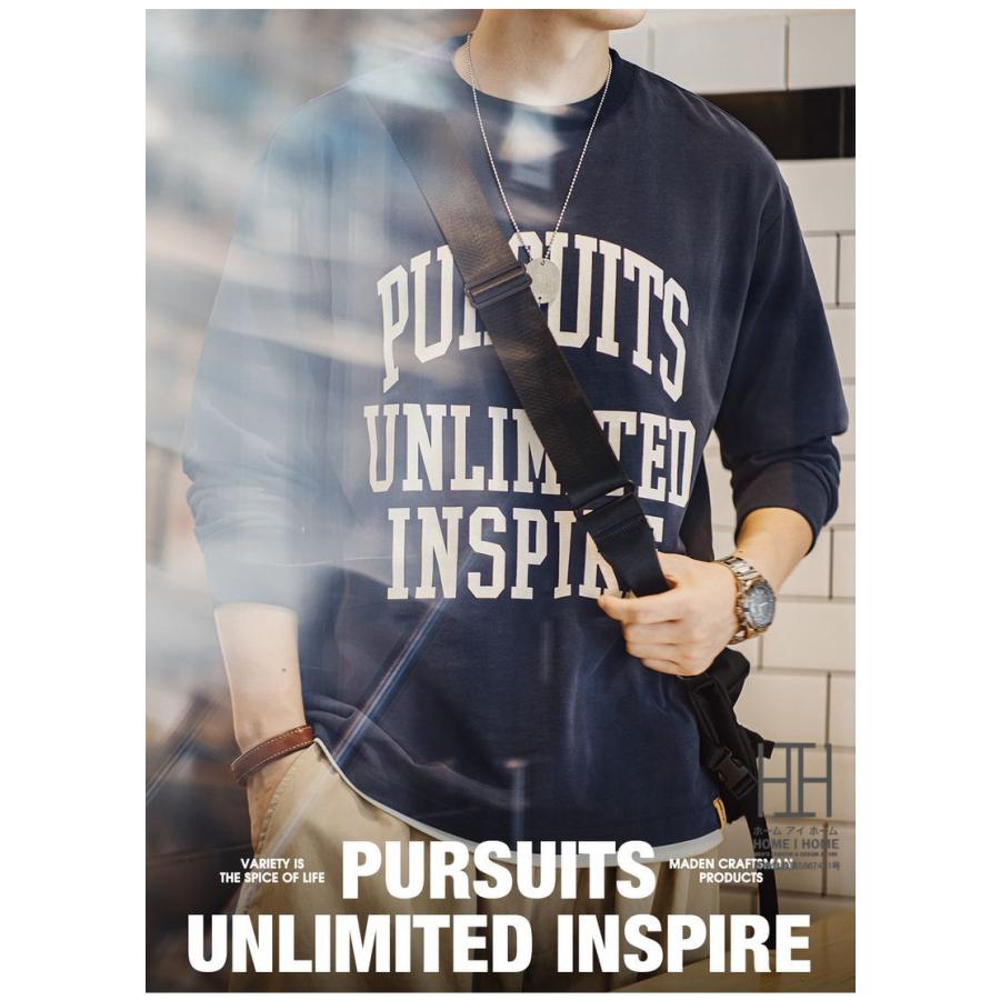 Tシャツ メンズ 長袖 長袖Tシャツ メンズ ロンT メンズ ロゴT スローガン クルーネック 大きいサイズ 綿100 Tシャツ メンズ おしゃれ インナー トップス 厚手 | ホームアイホーム | 03