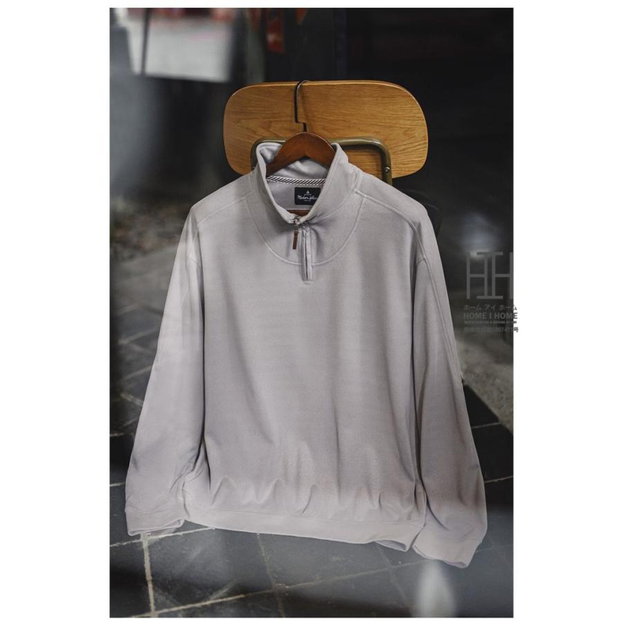 トレーナー メンズ おしゃれ ハーフジップ フリース 長袖 tシャツ ロンt オーバーサイズ ビッグシルエット プルオーバー 起毛感 大きいサイズ 春 秋 冬 | ホームアイホーム | 02